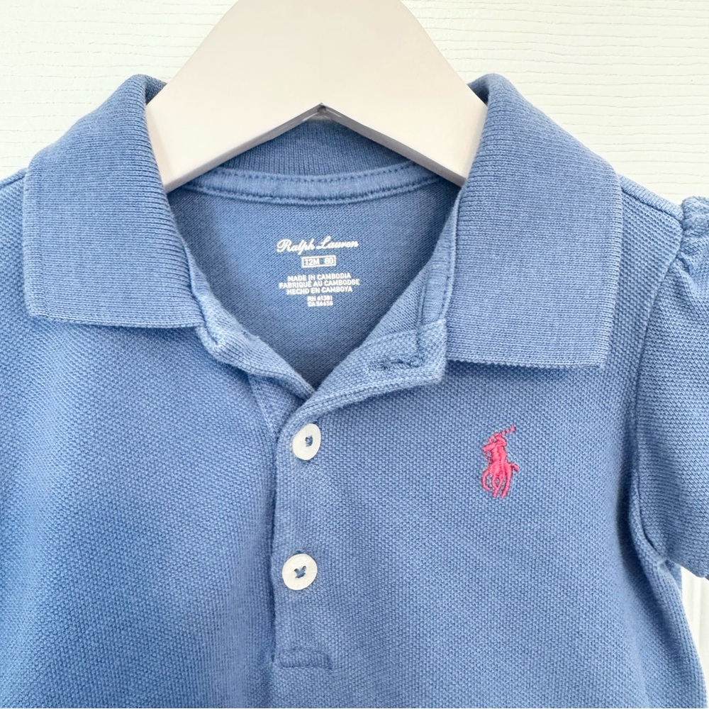 Ralph Lauren Baby Navy Romper with Red Emblem 12 months - Picture 2 of 4